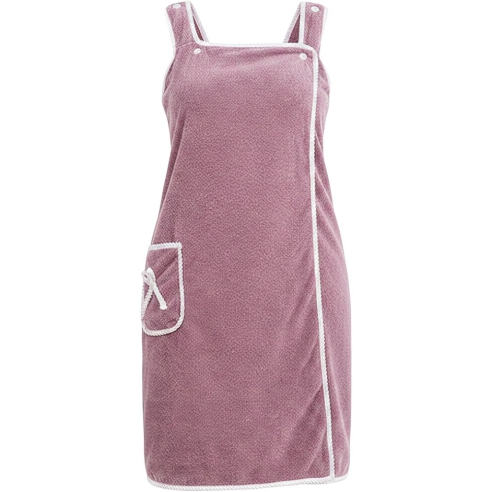 Adult Bath Towel Wrap Robe Pink Terry Cloth Pocket Straps